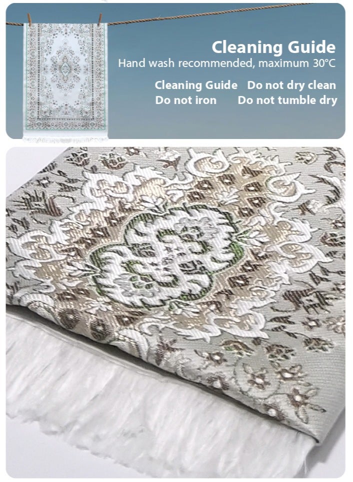 Sunnaltree 3PCS Prayer Mat Set with Box, Beautiful Prayer Mat, With Pouch and Tasbih, Premium Quality Skin Friendly Materiel, Foldable Prayer Carpet Mat, Ideal for Home, Travelling, At Office, At Work, For Ramadan, Eid Etc, Best Gift Idea Prayer(Green) - Image 3